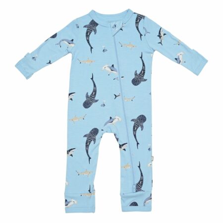 Kyte BABY Zippered Romper in Stream Shark