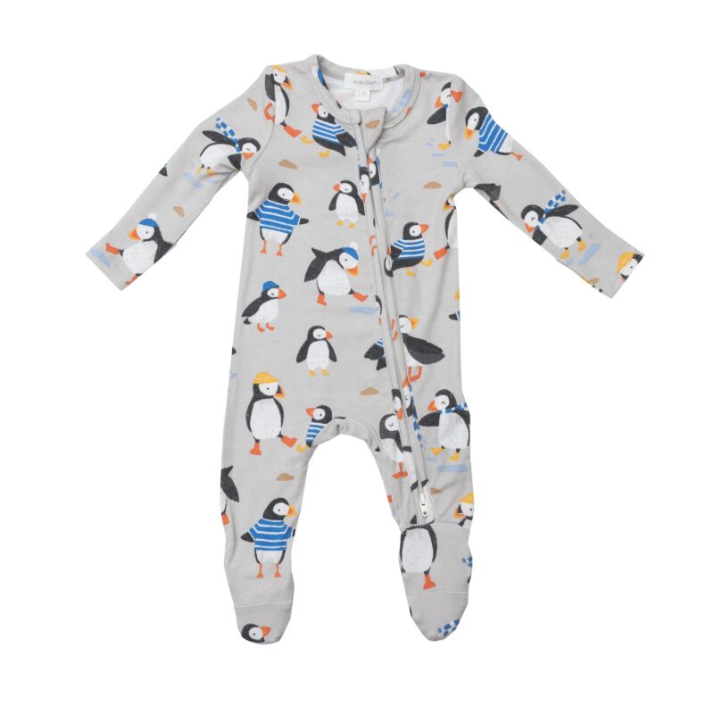 Angel Dear Puffins Bamboo Viscose Zipper Footie