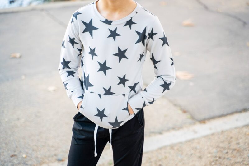 Sweet Bamboo Black Stars Bamboo Boat Neck Sweater