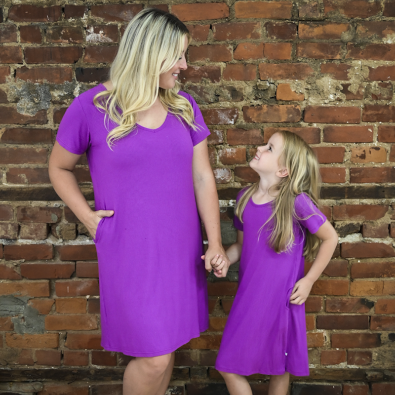 Purple Haze Ribbed Bamboo Viscose Little Loungie Dress