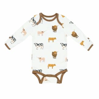 Kyte BABY Long Sleeve Bodysuit in Moo