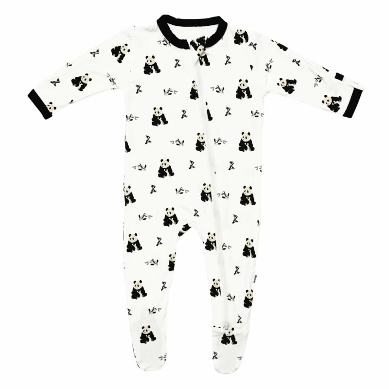 Kyte BABY Zippered Footie in Black and White Zen