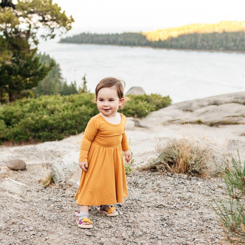 Long Sleeve Twirl Dress in Marigold