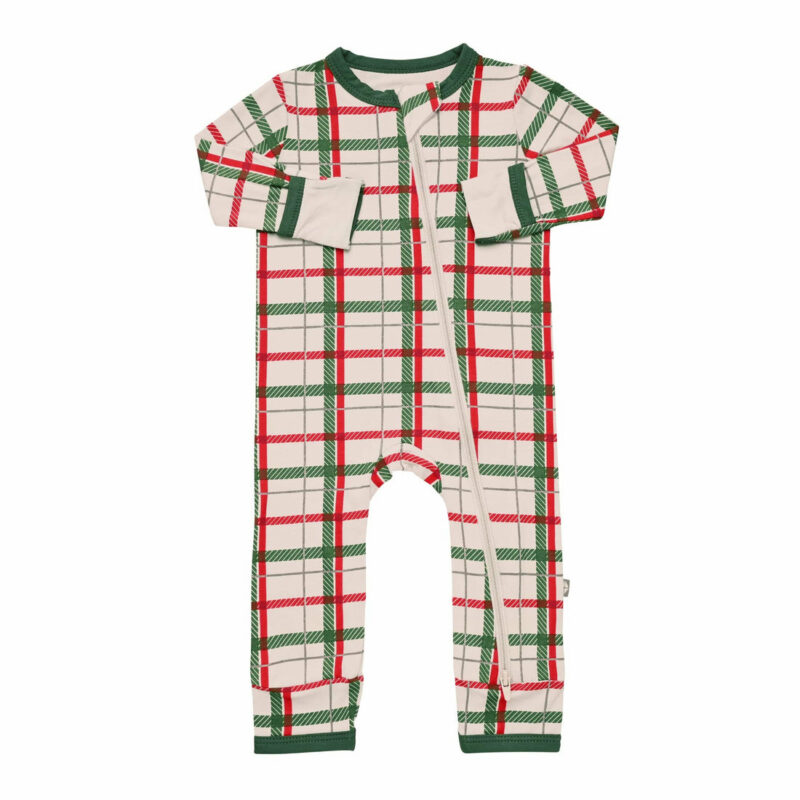 Zippered Romper in Hunter Plaid