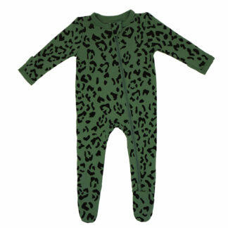 Kyte BABY Zippered Footie in Hunter Leopard