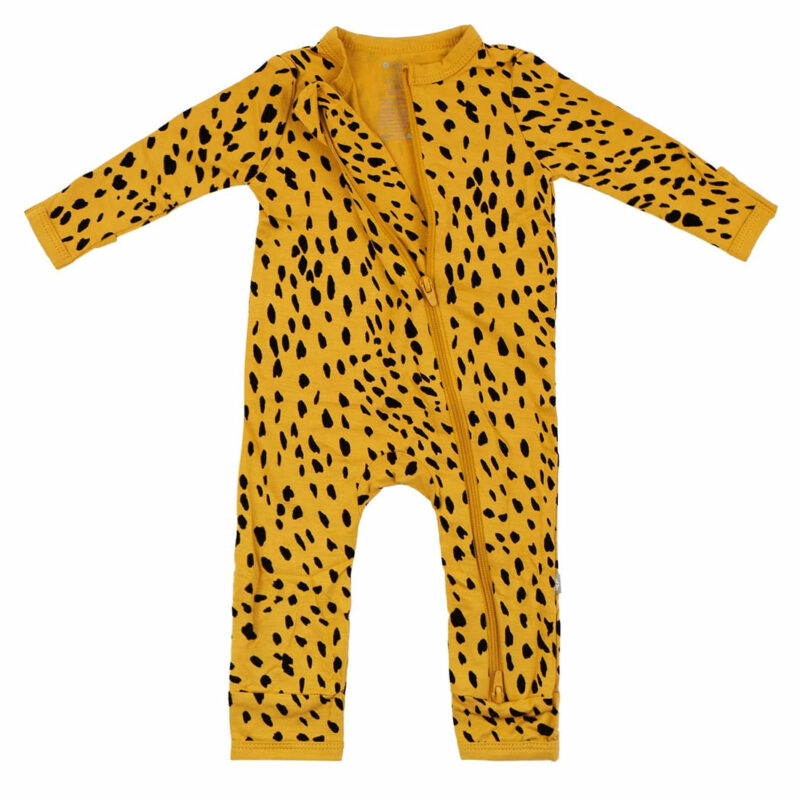 Zippered Romper in Marigold Cheetah