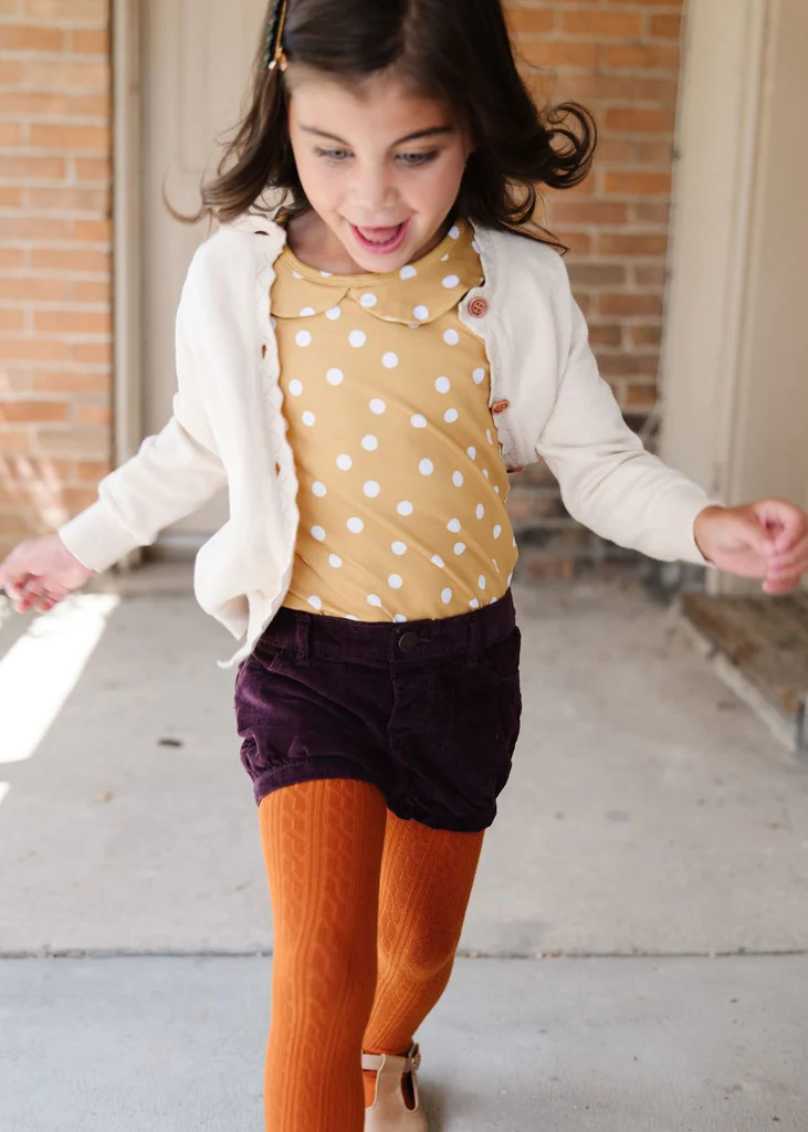 Little Stocking Co Pumpkin Spice Cable Knit Tights