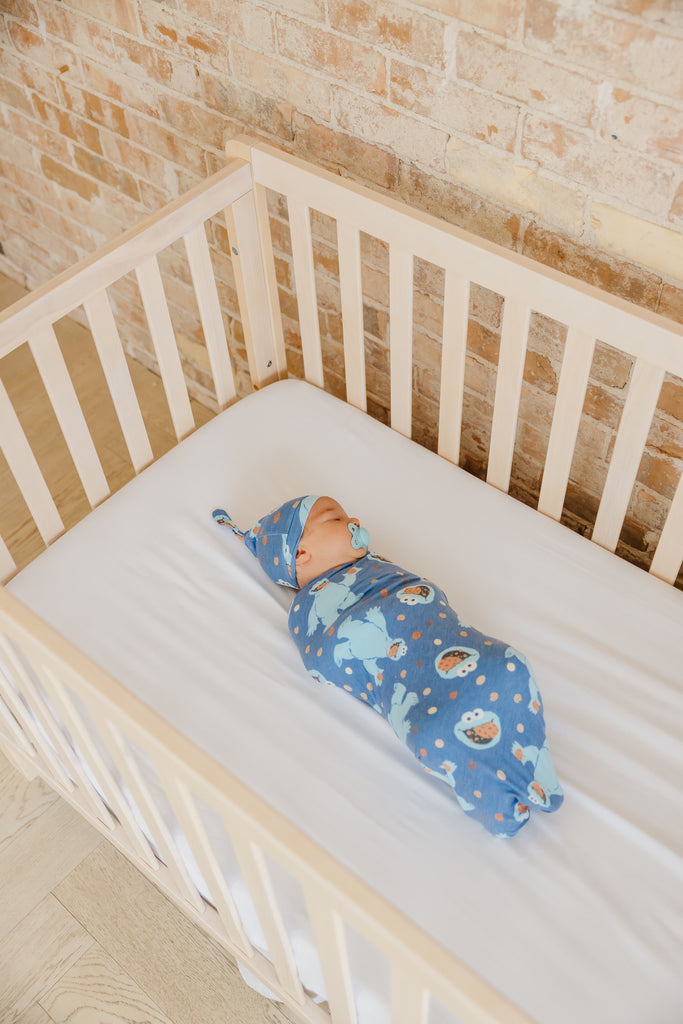 Cookie Monster Knit Swaddle Blanket made by Copper Pearl