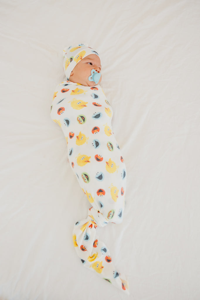 Sesame Scribbles Knit Swaddle Blanket from Copper Pearl