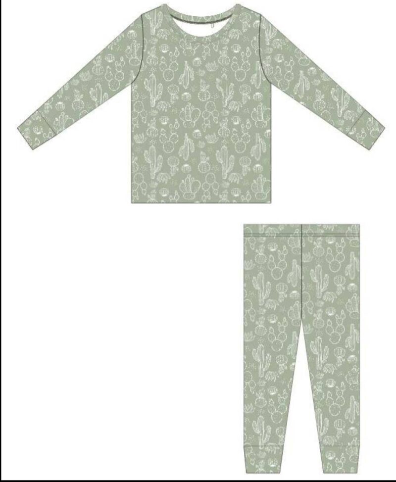 Sage Cactus Bamboo Toddler Two-Piece Pajama Set