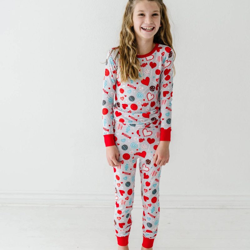 Little Sleepies Gray Sweet Valentine Two-Piece Bamboo Viscose Pajama Set