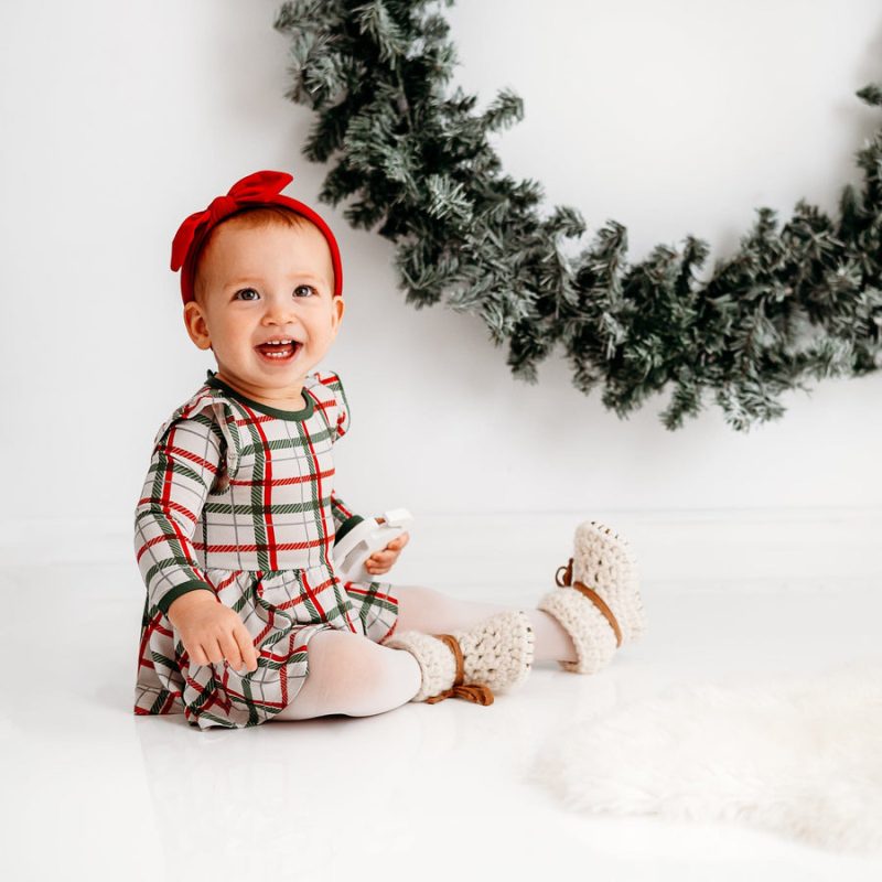 Long Sleeve Twirl Bodysuit in Hunter Plaid from Kyte BABY