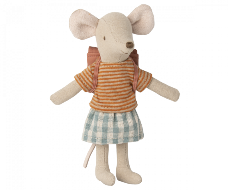 Maileg Big Sister Tricycle Mouse with Old Rose Bag