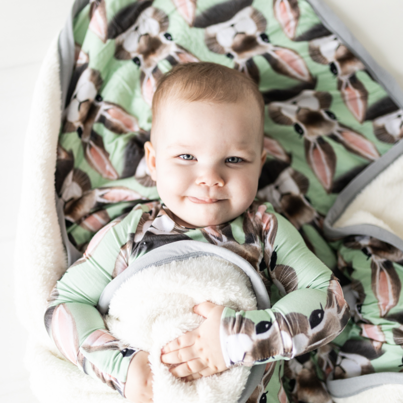 Hanlyn Collective Bunny Hop Bamboo Viscose Plush Kids Blanket