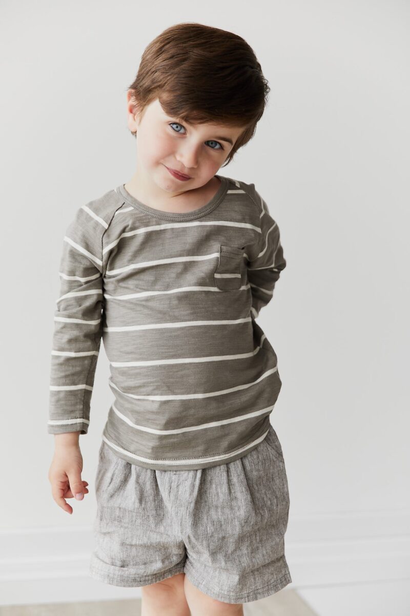 Jamie Kay Landon Long Sleeve Tee in Fog Ecru Stripe