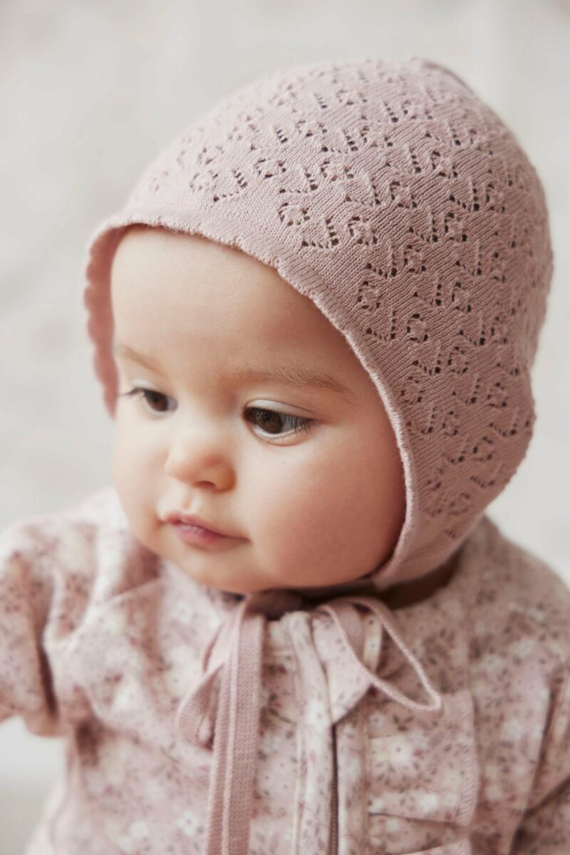 Jamie Kay Maya Knitted Bonnet in Mauve Shadow