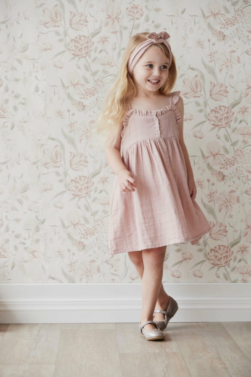 Jamie Kay Organic Cotton Muslin Gemima Dress in Mauve Shadow