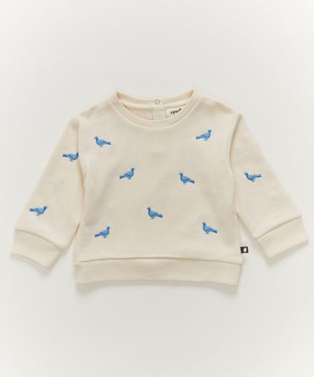 Oeuf Embroidered Sweatshirt with Pigeons