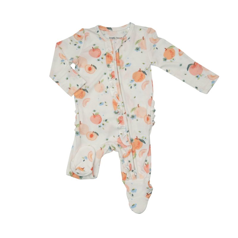 Angel Dear Peaches Bamboo Viscose Ruffled Footie