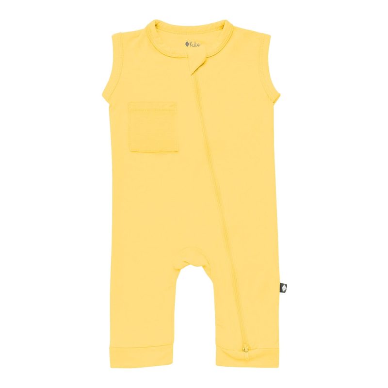 Kyte BABY Sleeveless Zippered Romper in Butter