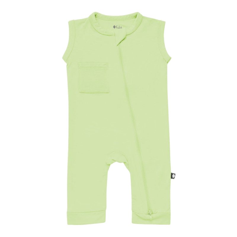 Kyte BABY Sleeveless Zippered Romper in Pistachio