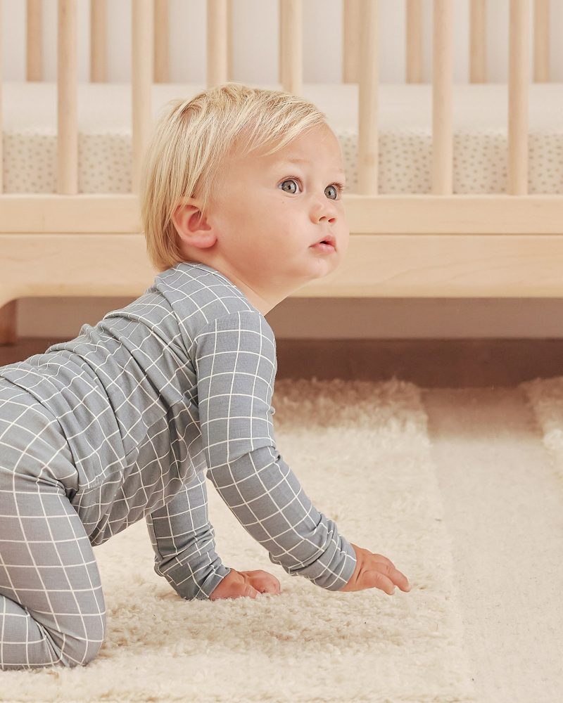 Bamboo Pajama Set In Grid from Quincy Mae