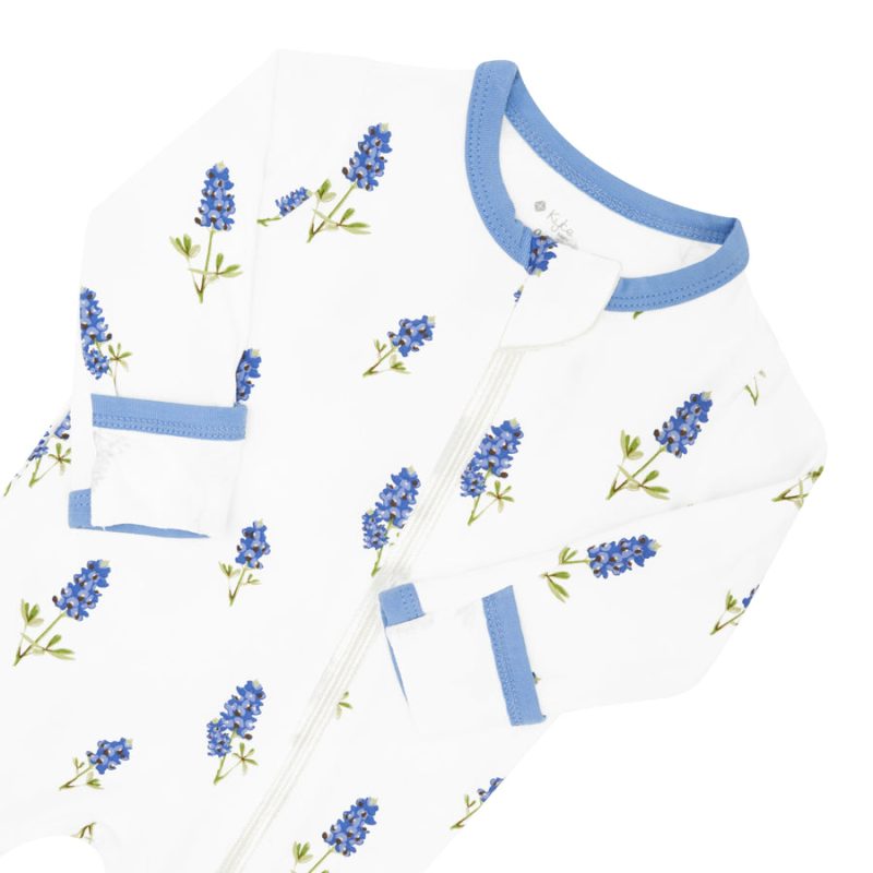 Zippered Footie in Periwinkle Bluebonnet available at Blossom