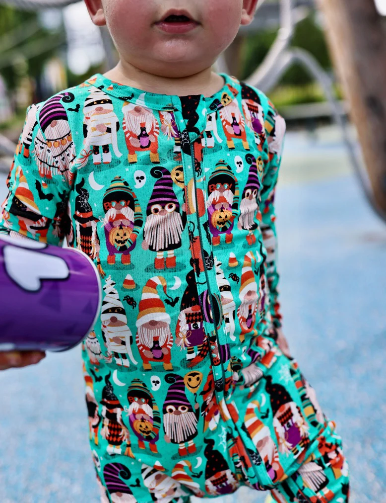 Muse Threads Trick Or Treat Gnomes Bamboo Viscose Convertible Footie