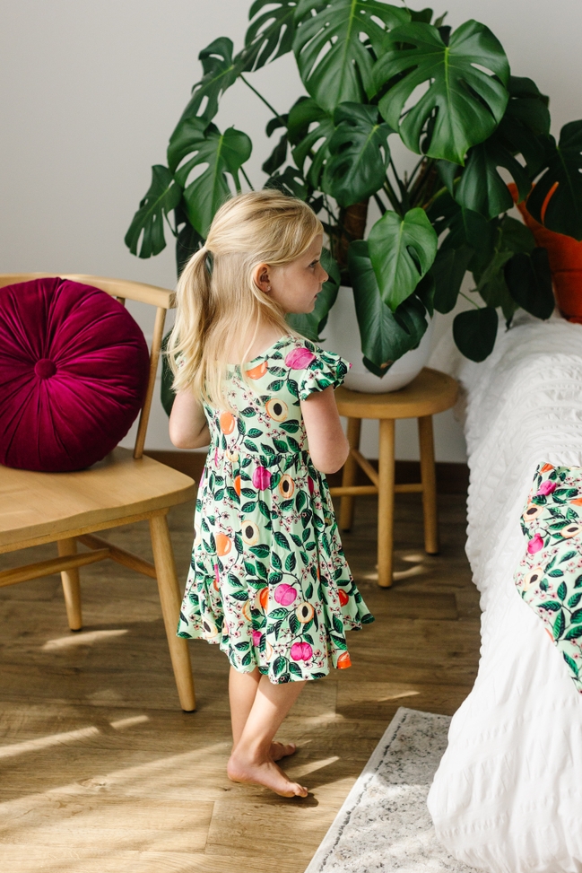 Stone Fruit Orchard Ruffle Cap Sleeve Skater Dress from Muse Threads