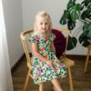 Muse Threads Stone Fruit Orchard Ruffle Cap Sleeve Skater Dress