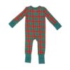 Angel Dear Holiday Plaid Bamboo Viscose Zipper Romper