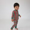 Angel Dear Holiday Plaid Bamboo Viscose Zipper Romper