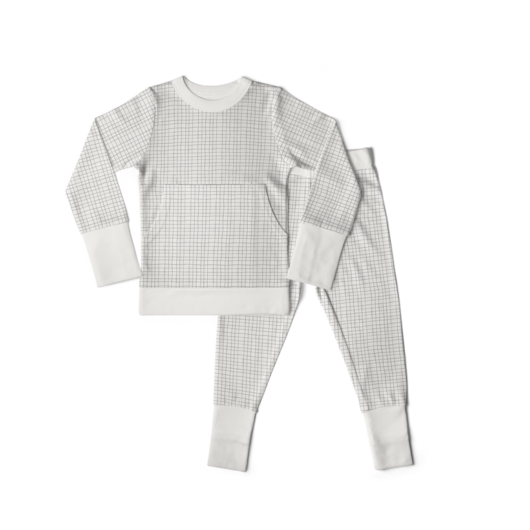 Bamboo Organic Cotton Loungewear Set in Gridlock from Goumi