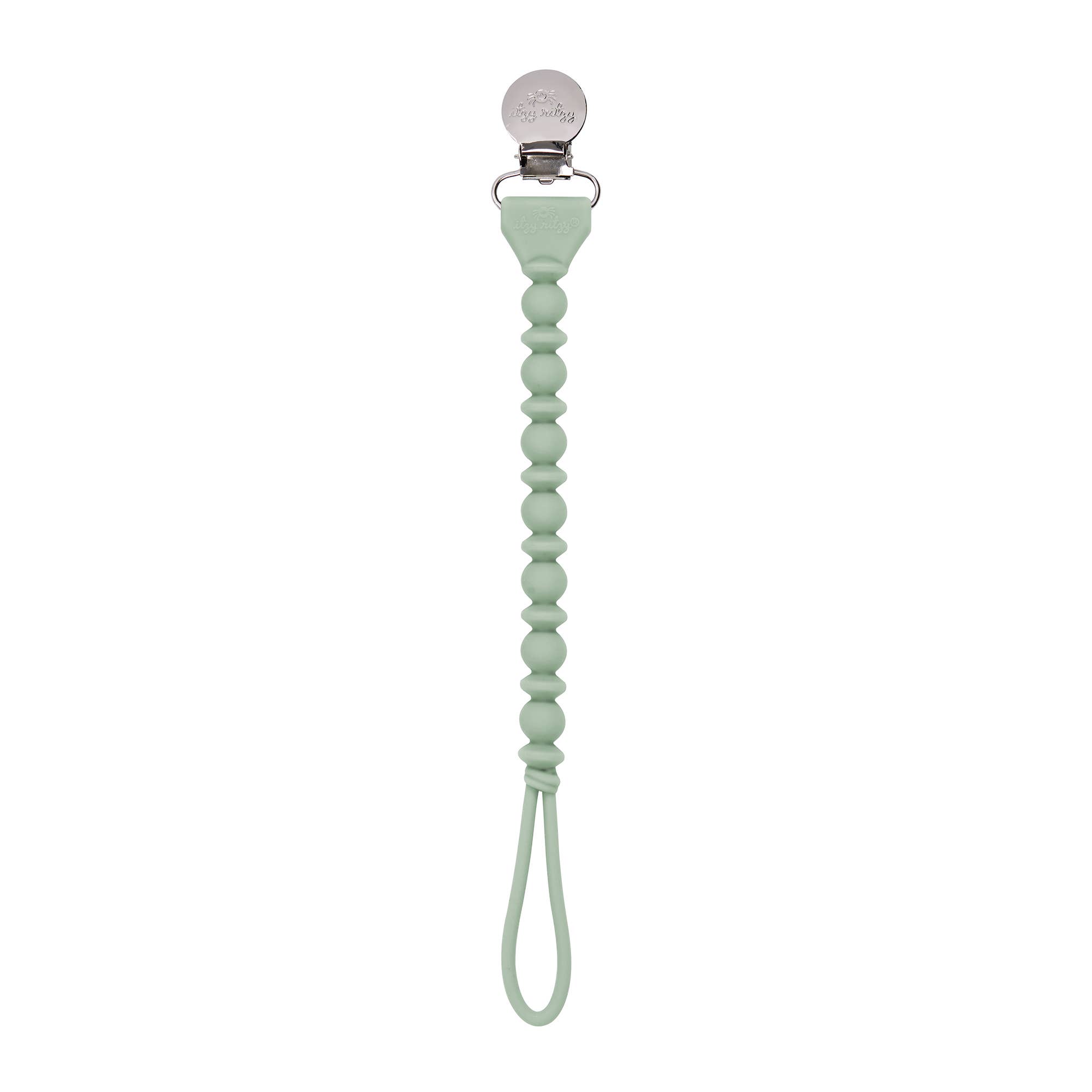 Itzy Ritzy Sweetie Strap Silicone One-Piece Pacifier Clips in Agave