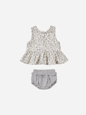 Quincy Mae Sleeveless Peplum Set in French Garden