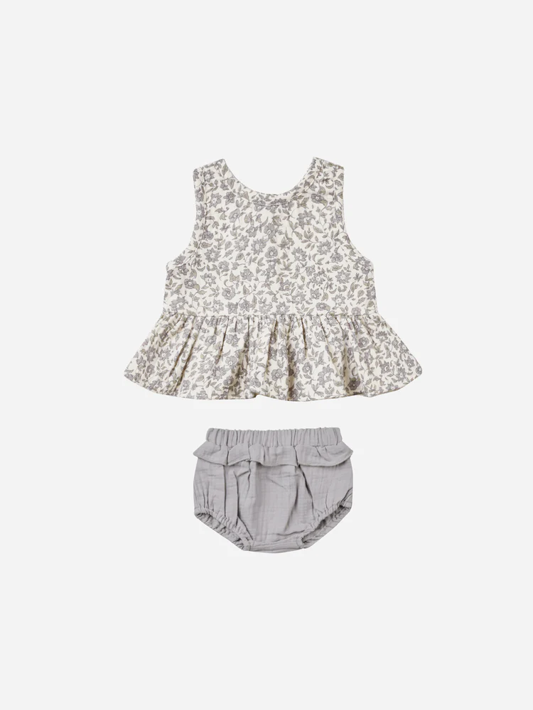 Quincy Mae Sleeveless Peplum Set in French Garden