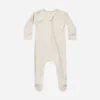 Quincy Mae Bamboo Zip Footie in Oat Check
