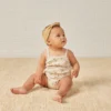 Quincy Mae Waffle Cinch Romper in Honey Flower