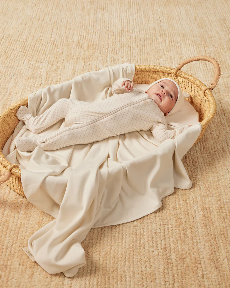 Quincy Mae Bamboo Zip Footie in Oat Check