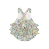 Angel Dear Golden Peony Floral Muslin Ruffle Sunsuit