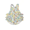 Angel Dear Golden Peony Floral Muslin Ruffle Sunsuit