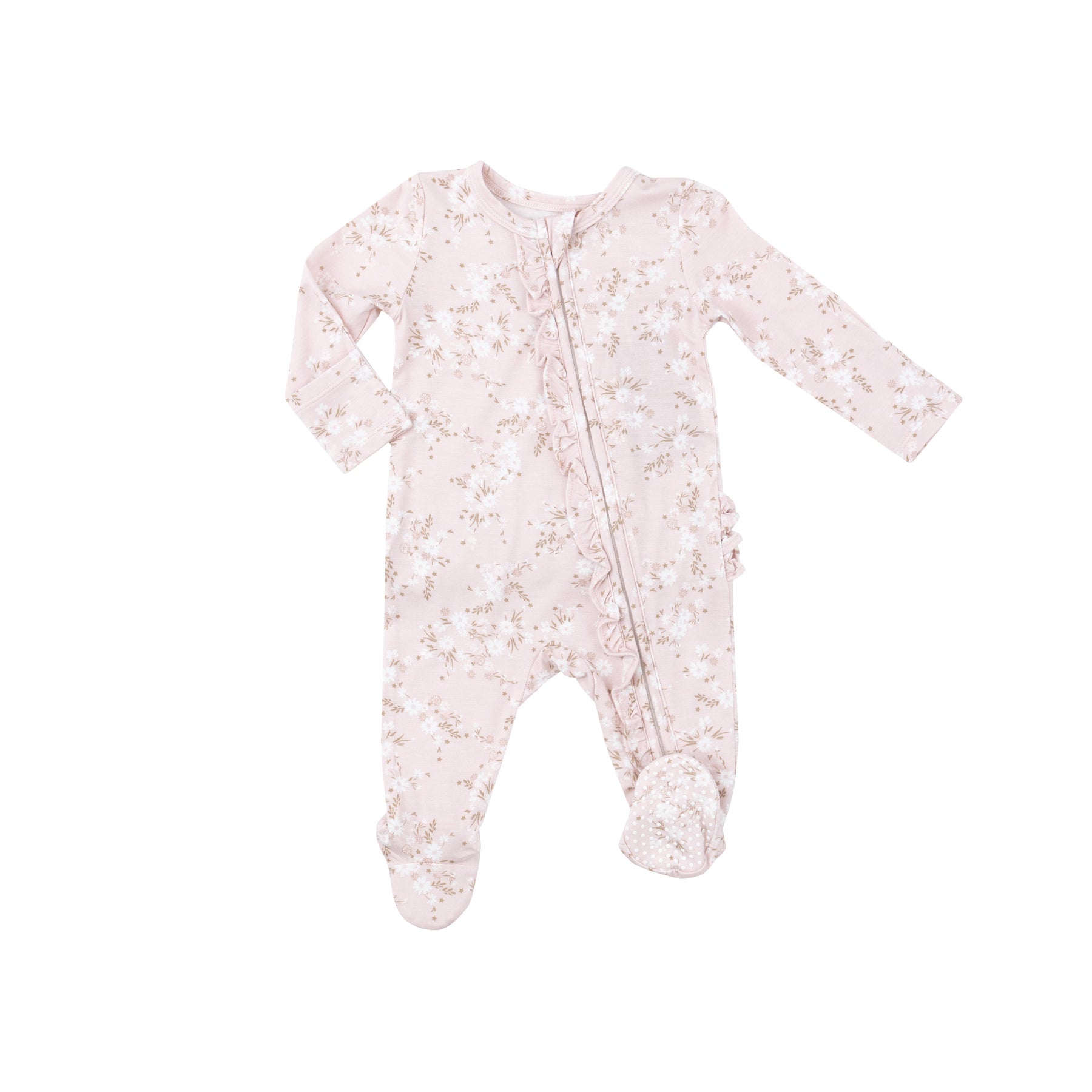 Angel Dear Floaty Day Daisies Bamboo Viscose Ruffle Front Footie