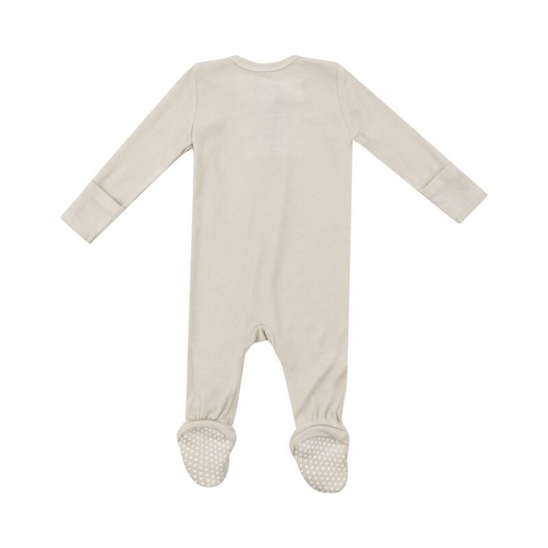 Ribbed Solid Birch Bamboo Viscose Zipper Footie from Angel Dear