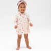 Golf Club In Pink Bamboo Viscose Long Sleeve Polo Bodysuit Dress from Angel Dear