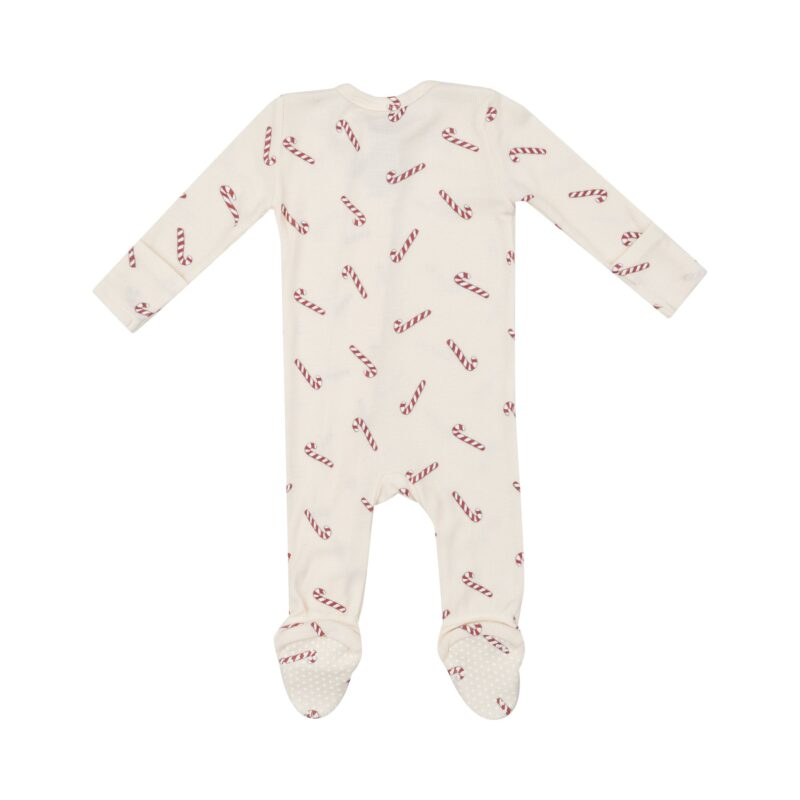 Candy Canes Rib Bamboo Viscose Zipper Footie