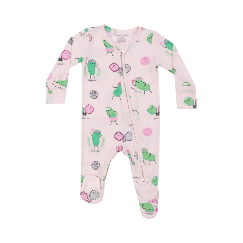 Angel Dear Pickleball Pink Bamboo Viscose Zipper Footie