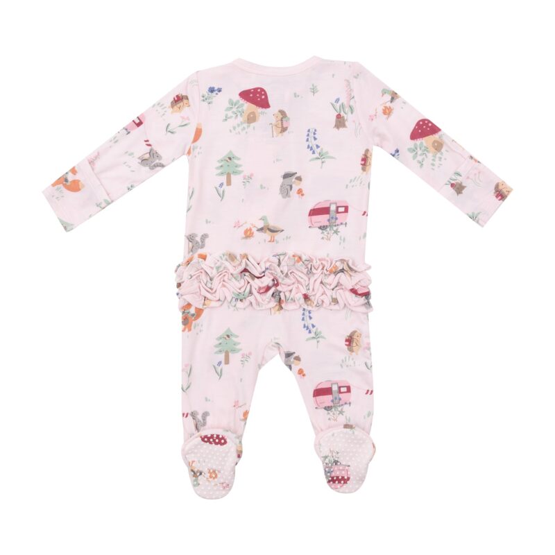 Cute Animal Campers Zipper Ruffled Footie