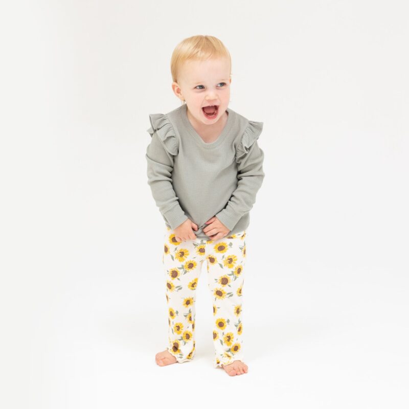 Ribbed Baby Sunflowers Ruffled Waffle Shirt Outfit Set available at Blossom