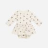 Pointelle Skirted Bodysuit In Autumn Flora from Quincy Mae