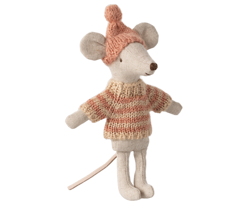Knitted Sweater and Hat for Big Sister Mouse made by Maileg
